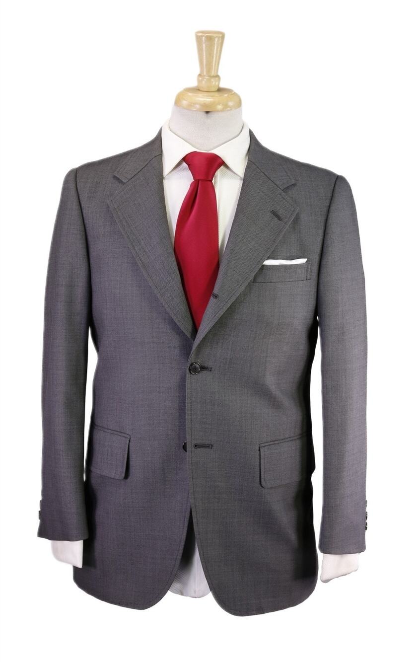 J Press Solid Gray 3-Piece 3/2 Roll Lapel Wool Suit 36S